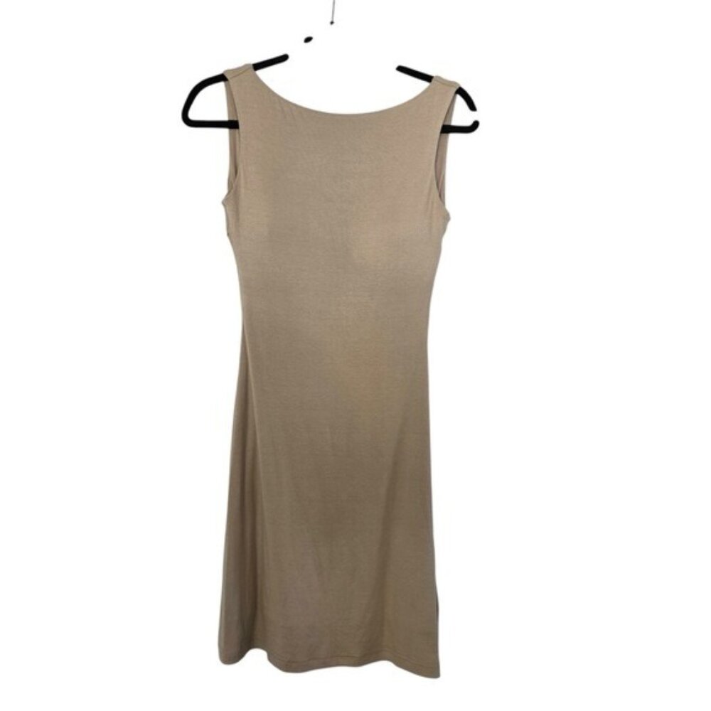 OGL Tan Sheath Mini Dress Sleeveless Bateau, S